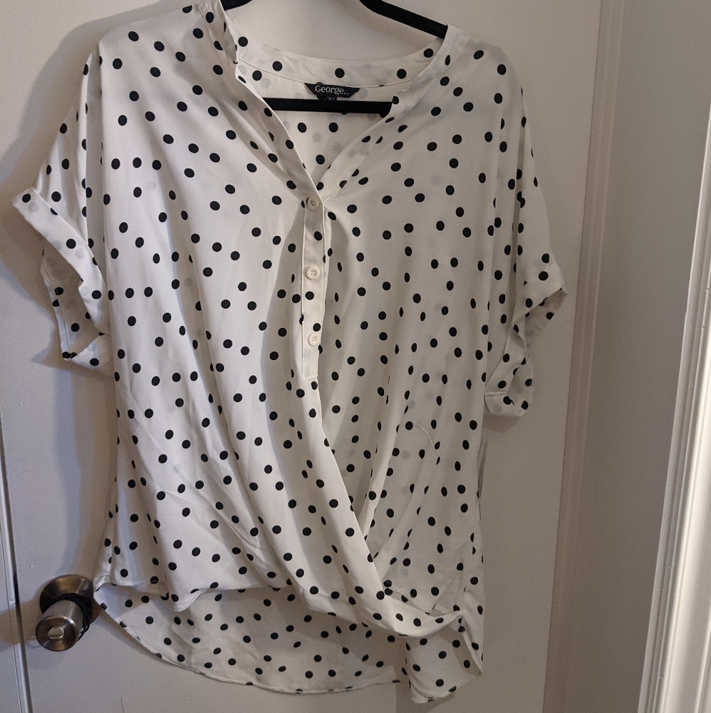 George xl white shirt with black polka dots